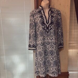 Tory Burch Blue and White Patterned Women's Dr